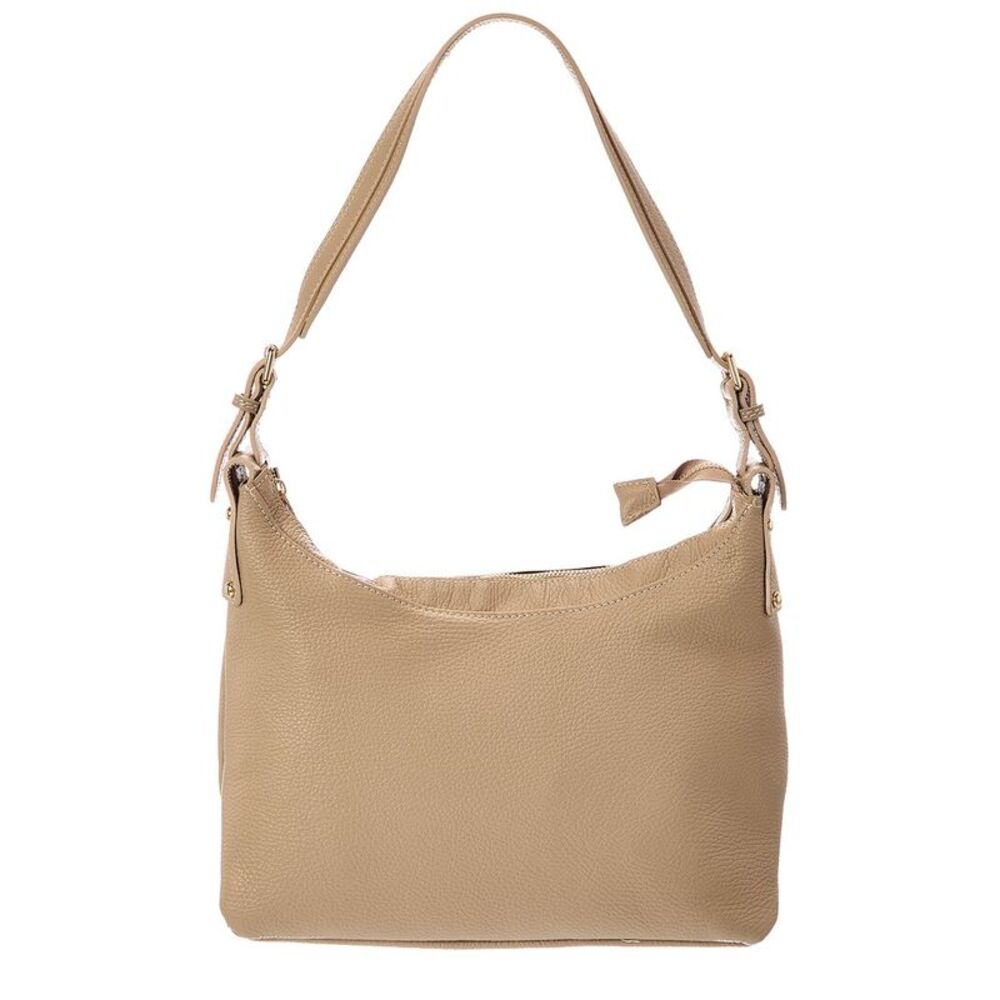 Italian Leather Hobo Leather Top Handle Bag, Taupe